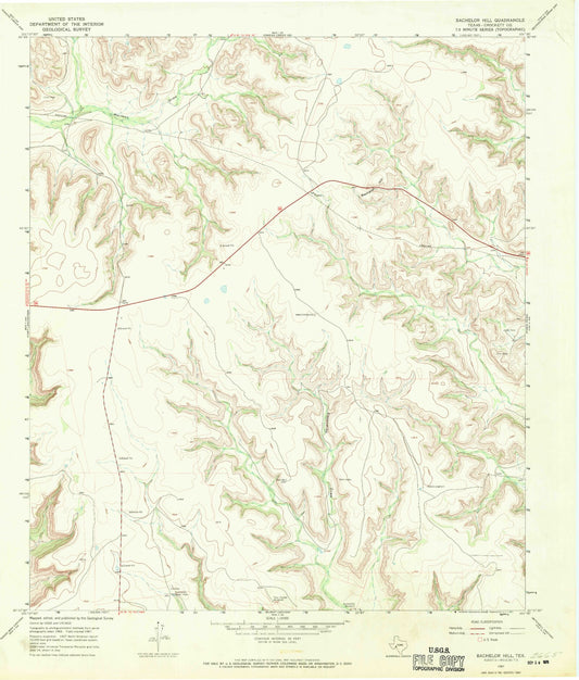 Classic USGS Bachelor Hill Texas 7.5'x7.5' Topo Map Image
