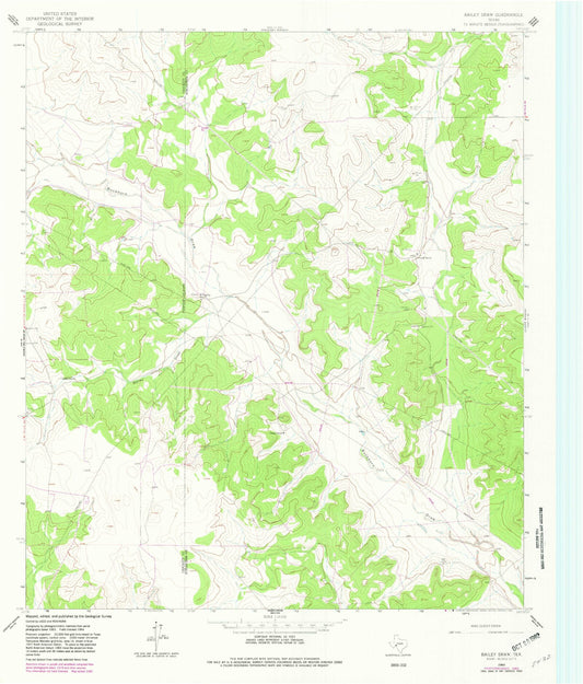 Classic USGS Bailey Draw Texas 7.5'x7.5' Topo Map Image