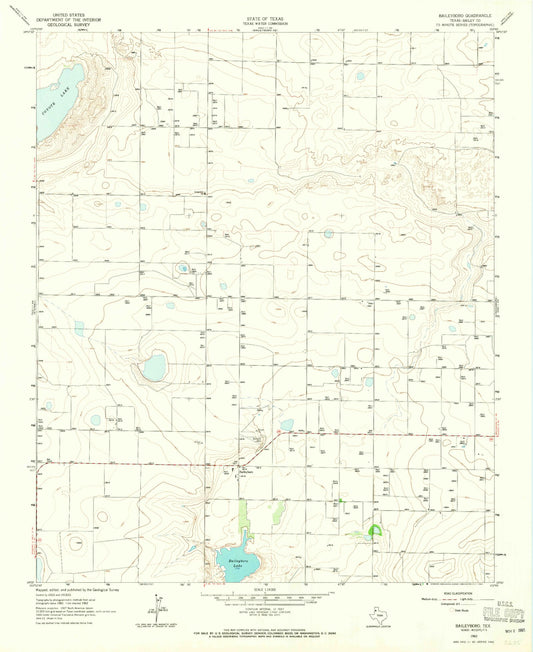 Classic USGS Baileyboro Texas 7.5'x7.5' Topo Map Image