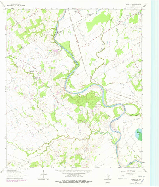 Classic USGS Baileyville Texas 7.5'x7.5' Topo Map Image