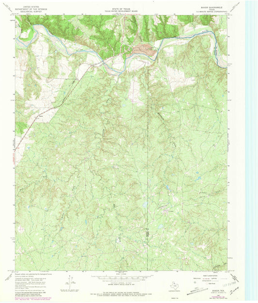 Classic USGS Baker Texas 7.5'x7.5' Topo Map Image