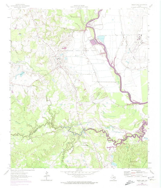 Classic USGS Baker Lake Texas 7.5'x7.5' Topo Map Image