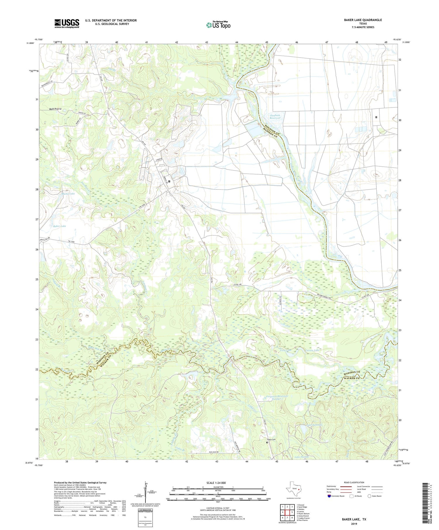 Baker Lake Texas US Topo Map Image