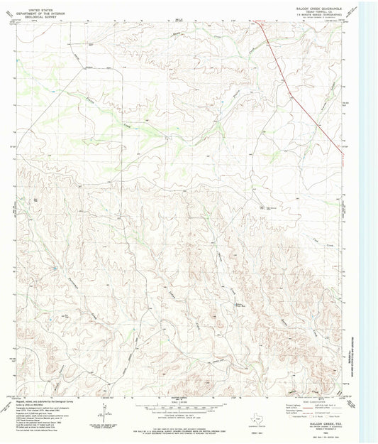 Classic USGS Balcon Creek Texas 7.5'x7.5' Topo Map Image