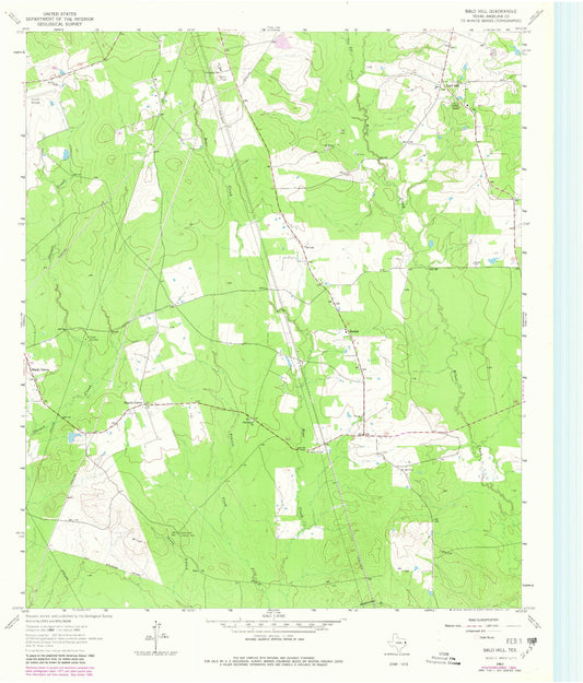 Classic USGS Bald Hill Texas 7.5'x7.5' Topo Map Image