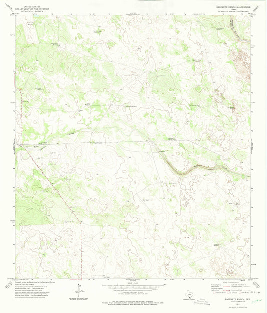 Classic USGS Baluarte Ranch Texas 7.5'x7.5' Topo Map Image