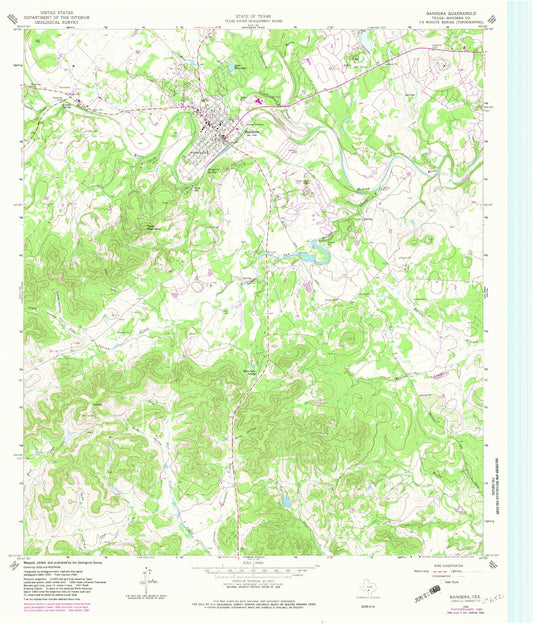 Classic USGS Bandera Texas 7.5'x7.5' Topo Map Image
