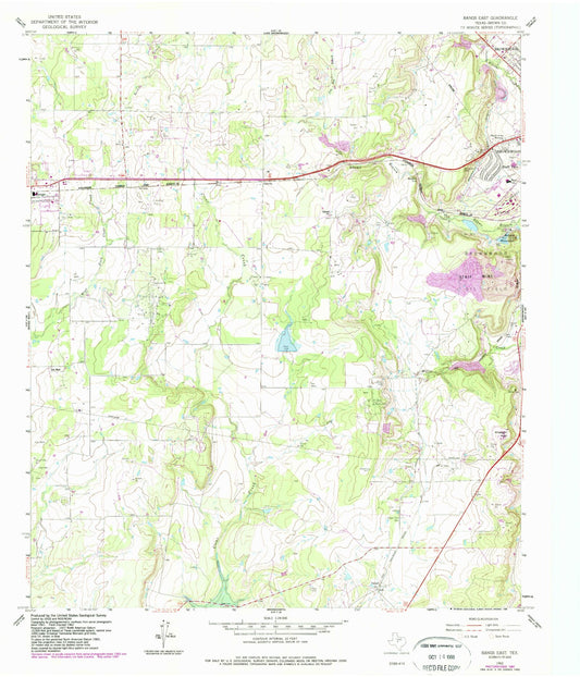 Classic USGS Bangs East Texas 7.5'x7.5' Topo Map Image