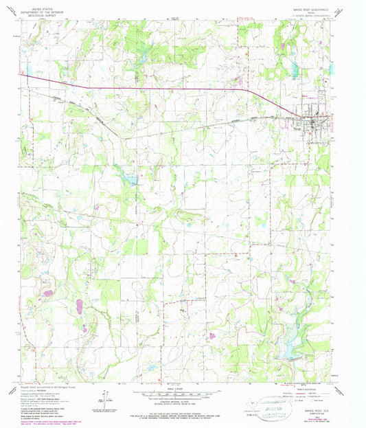 Classic USGS Bangs West Texas 7.5'x7.5' Topo Map Image