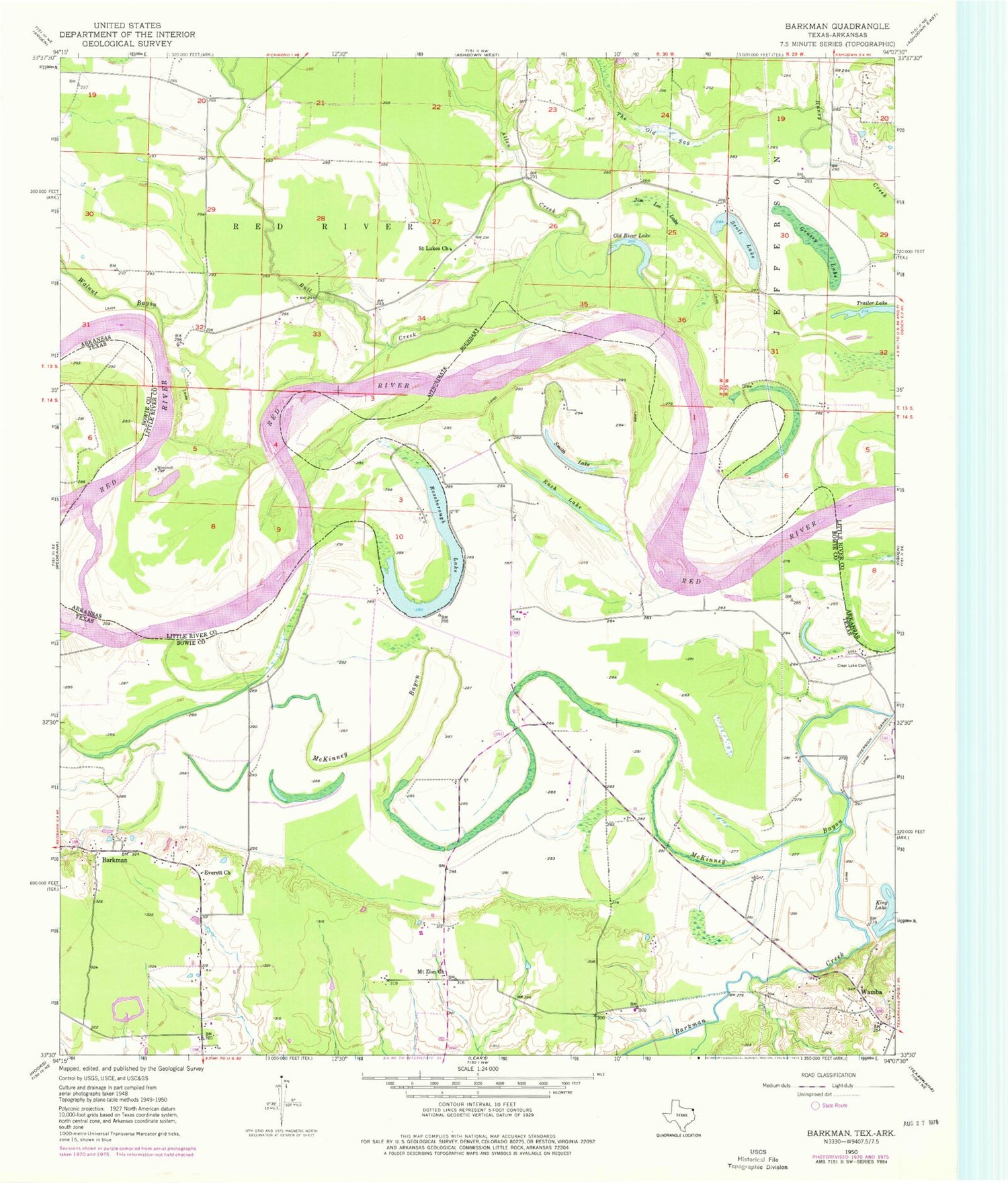 Classic USGS Barkman Texas 7.5'x7.5' Topo Map Image