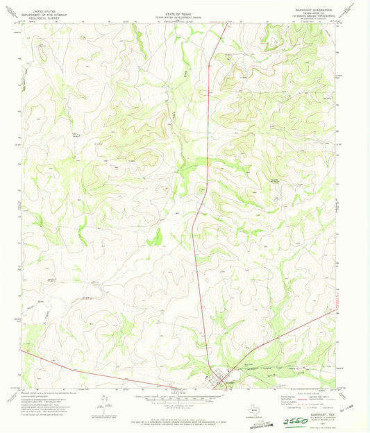 Classic USGS Barnhart Texas 7.5'x7.5' Topo Map Image