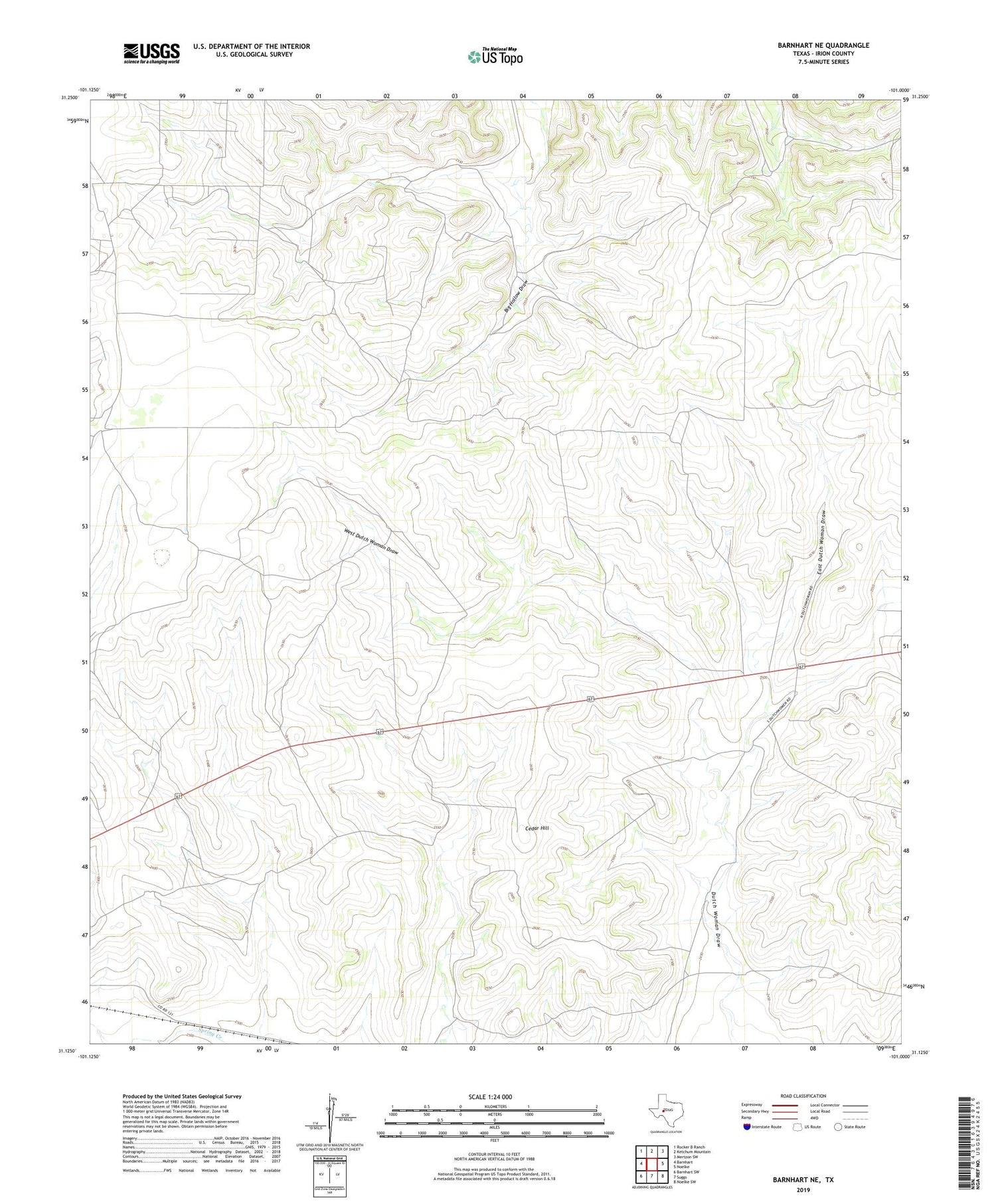 Barnhart NE Texas US Topo Map Image