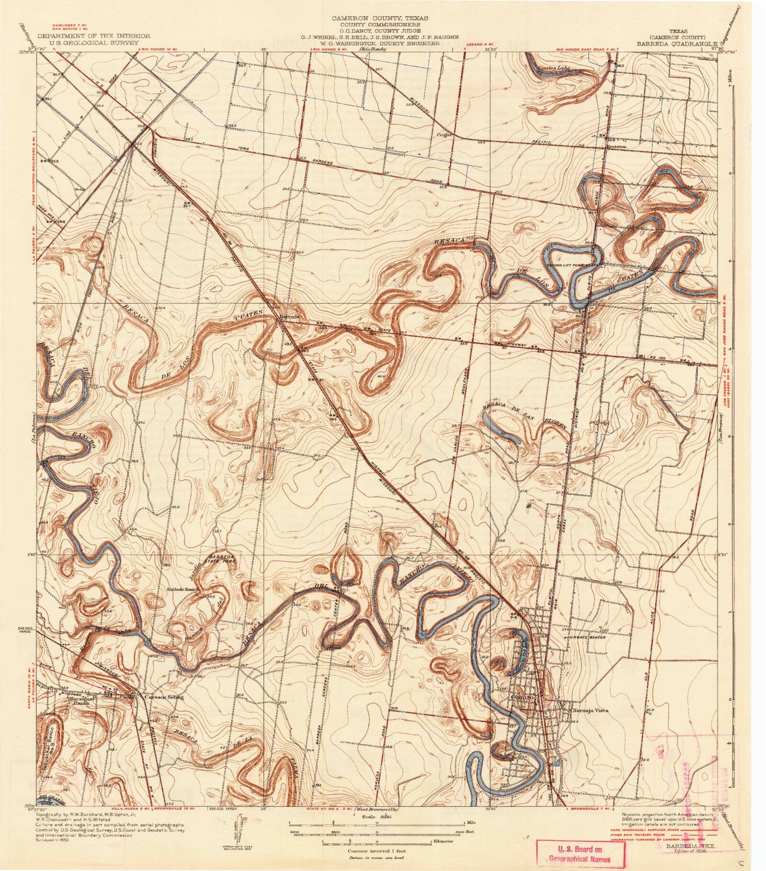 Classic USGS Olmito Texas 7.5'x7.5' Topo Map Image