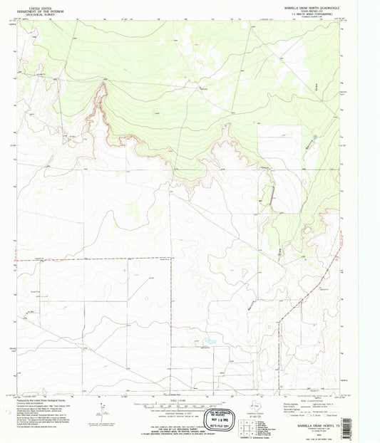 Classic USGS Barrilla Draw North Texas 7.5'x7.5' Topo Map Image