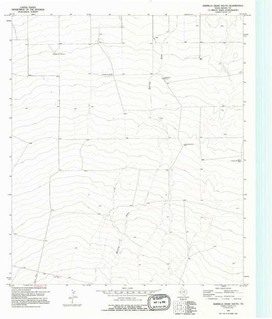 Classic USGS Barrilla Draw South Texas 7.5'x7.5' Topo Map Image