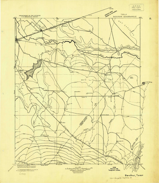 Historic 1931 Barstow Texas 30'x30' Topo Map Image