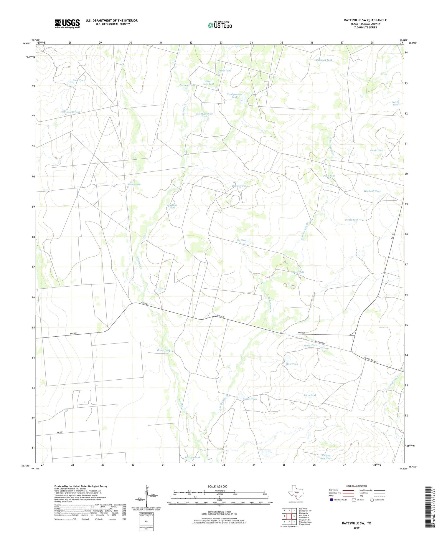 Batesville SW Texas US Topo Map Image