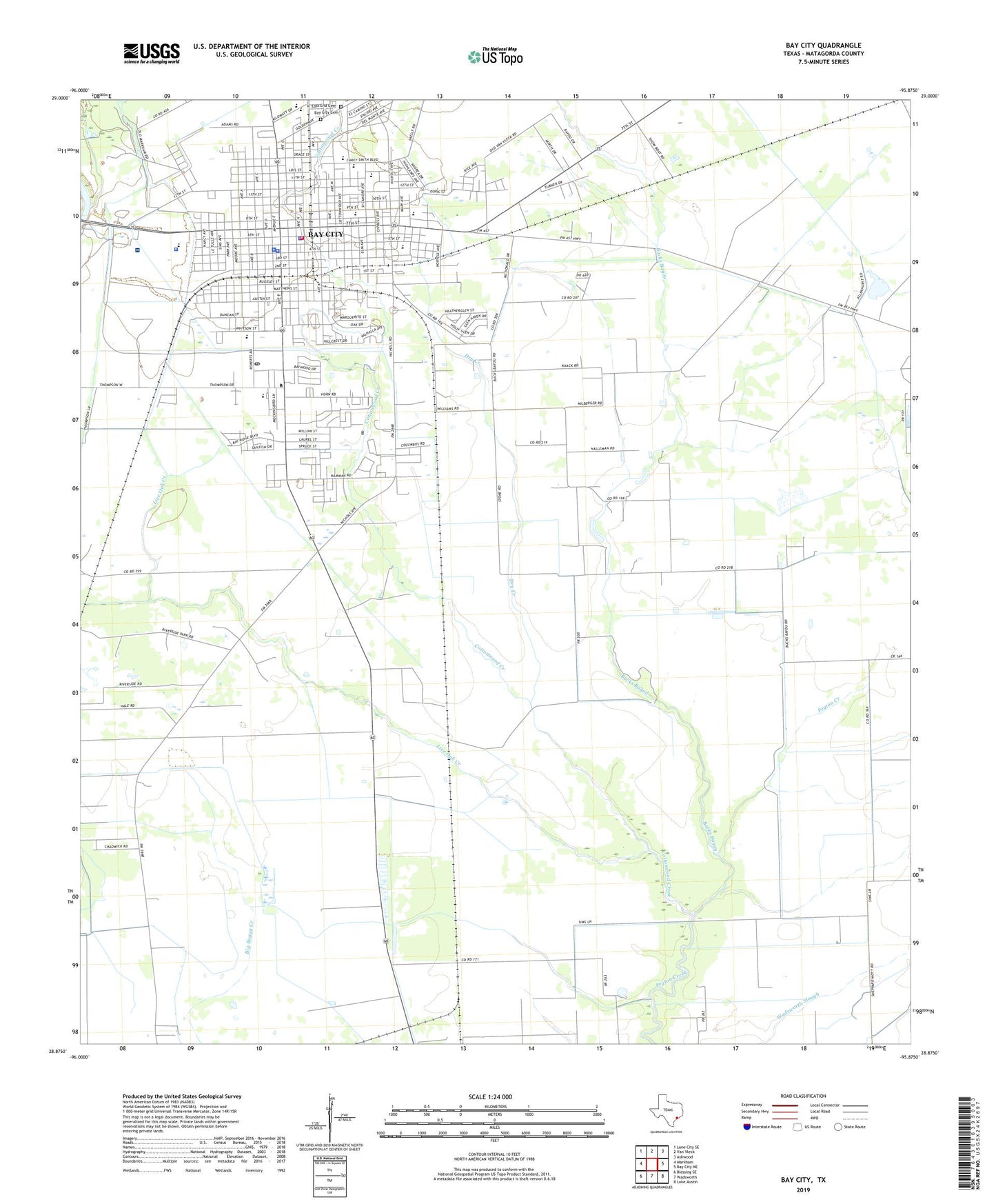 Bay City Texas US Topo Map Image