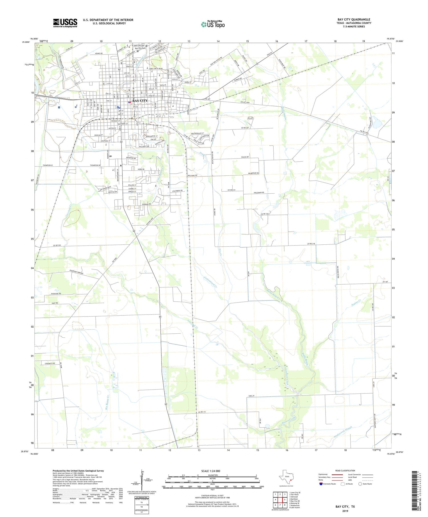 Bay City Texas US Topo Map Image