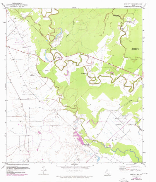 Classic USGS Bay City NE Texas 7.5'x7.5' Topo Map Image