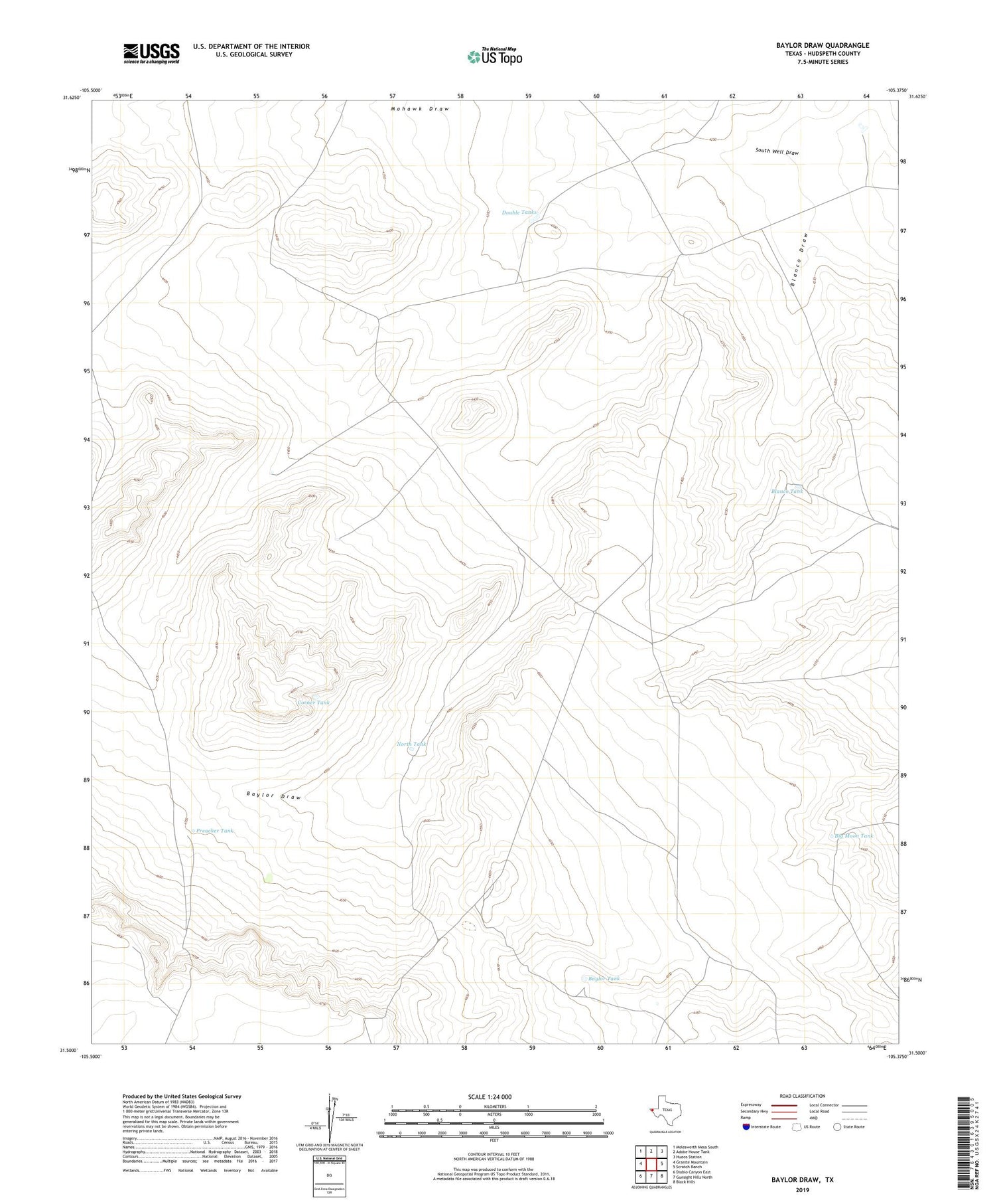 Baylor Draw Texas US Topo Map Image
