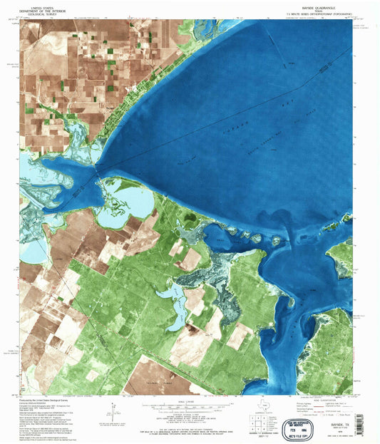 Classic USGS Bayside Texas 7.5'x7.5' Topo Map Image
