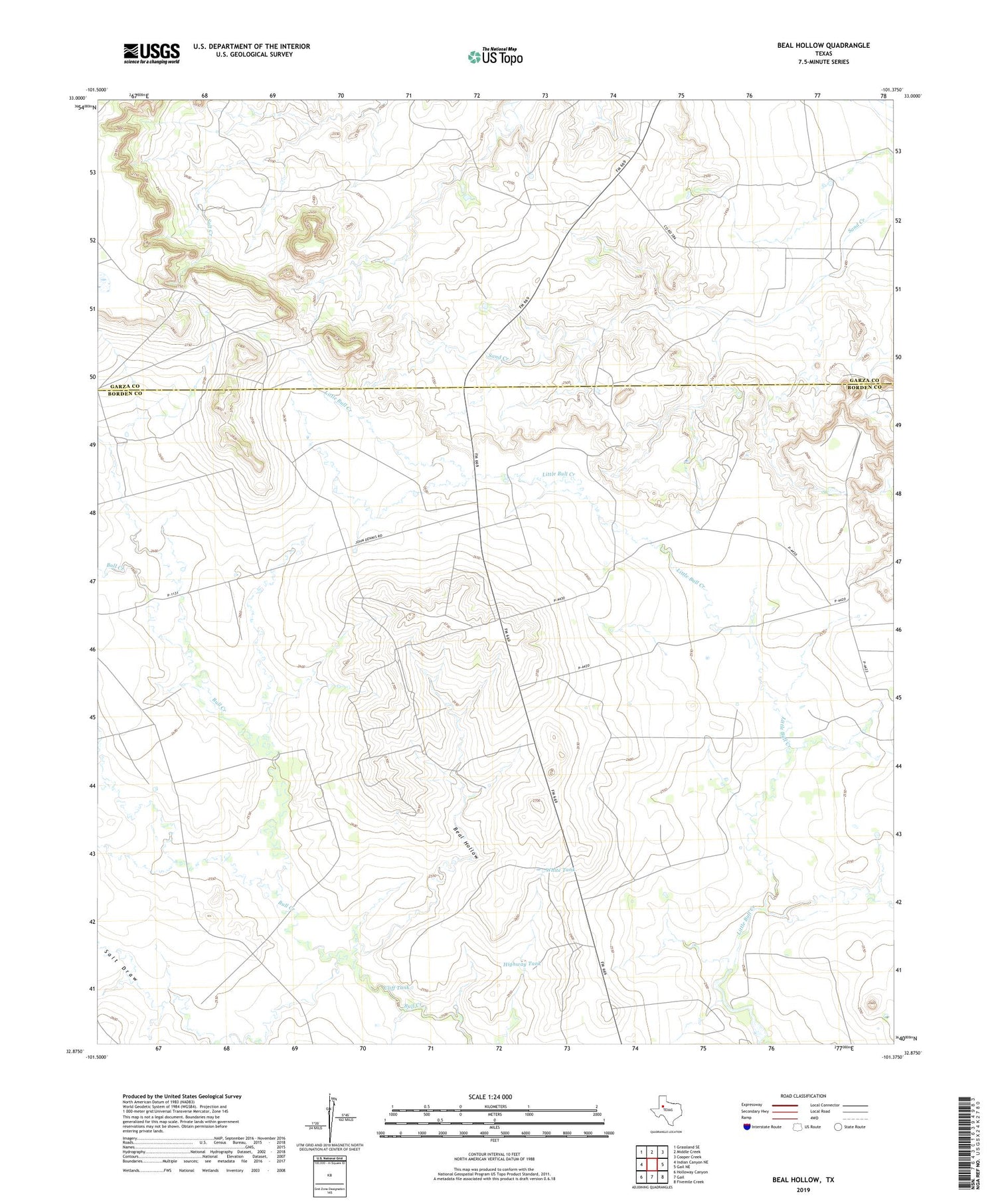 Beal Hollow Texas US Topo Map Image