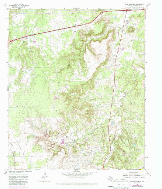Classic USGS Bear Mountain Texas 7.5'x7.5' Topo Map Image