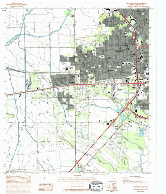 Classic USGS Beaumont West Texas 7.5'x7.5' Topo Map Image
