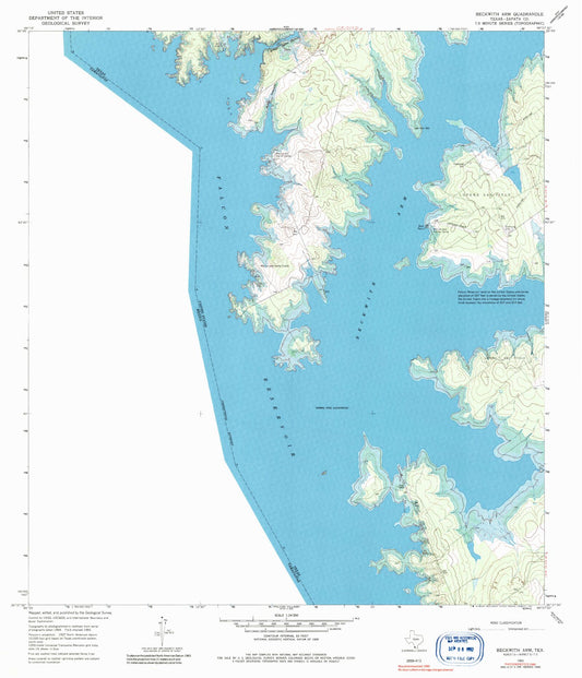 Classic USGS Beckwith Arm Texas 7.5'x7.5' Topo Map Image
