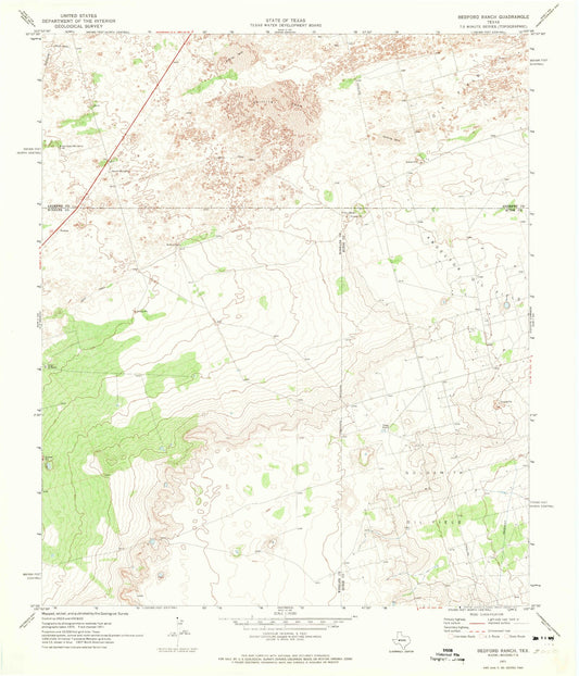 Classic USGS Bedford Ranch Texas 7.5'x7.5' Topo Map Image