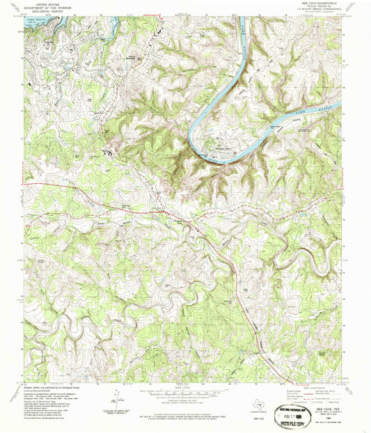 Classic USGS Bee Cave Texas 7.5'x7.5' Topo Map Image