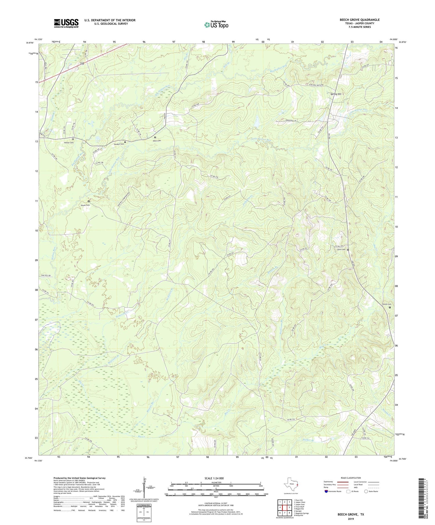 Beech Grove Texas US Topo Map Image