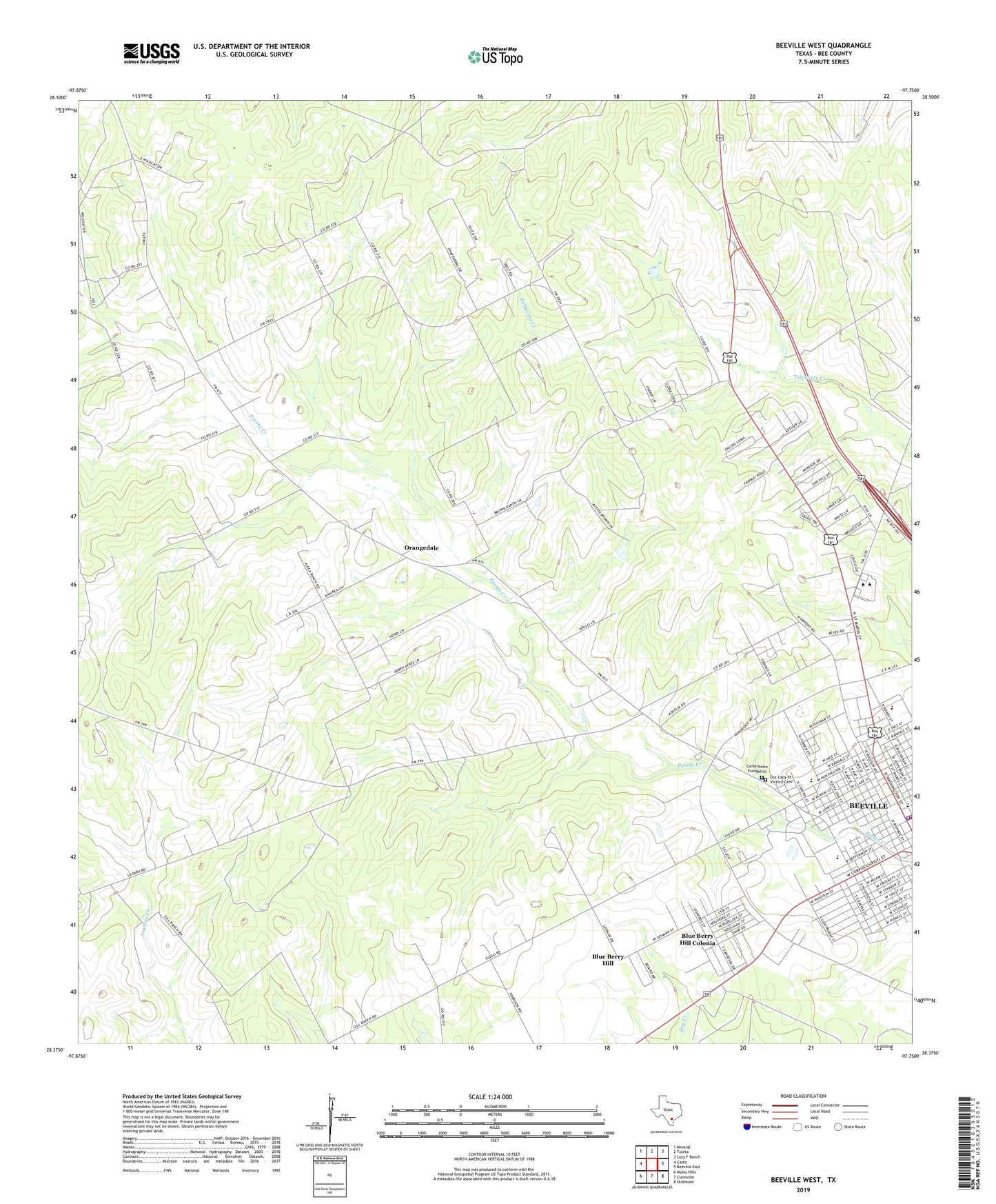 Beeville West Texas US Topo Map Image