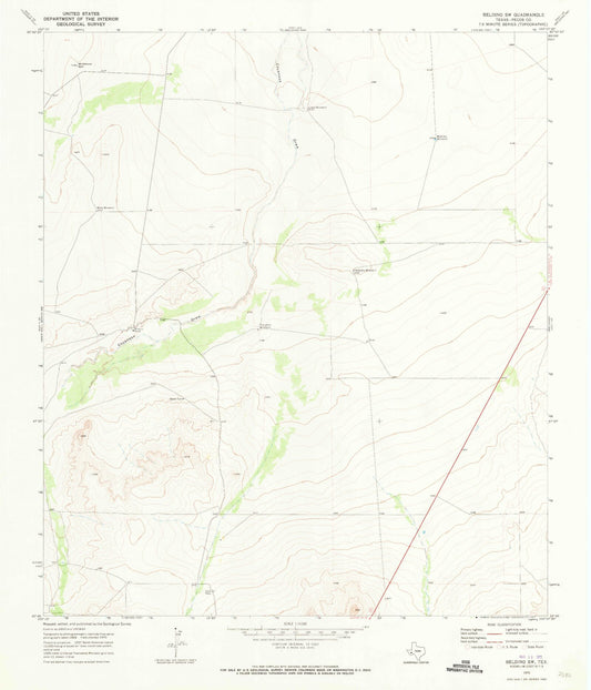 Classic USGS Belding SW Texas 7.5'x7.5' Topo Map Image