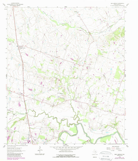 Classic USGS Ben Arnold Texas 7.5'x7.5' Topo Map Image