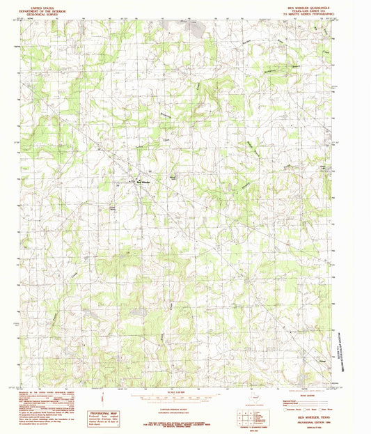 Classic USGS Ben Wheeler Texas 7.5'x7.5' Topo Map Image