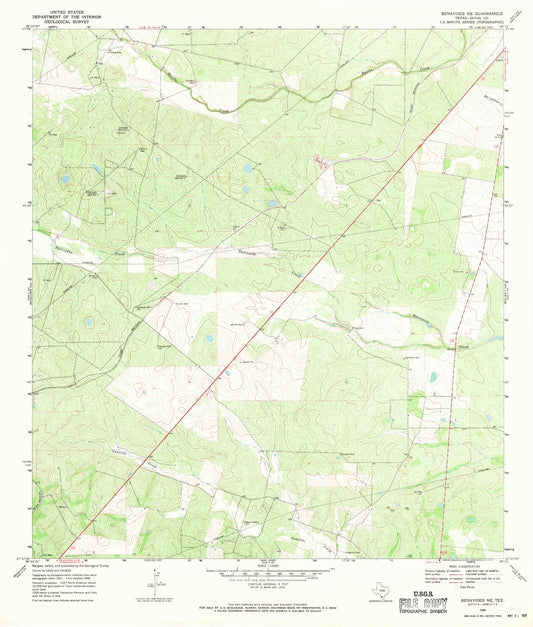Classic USGS Benavides NE Texas 7.5'x7.5' Topo Map Image
