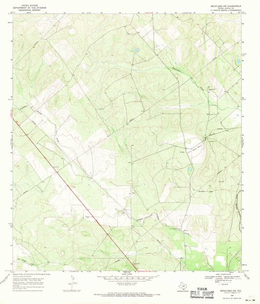 Classic USGS Benavides NW Texas 7.5'x7.5' Topo Map Image