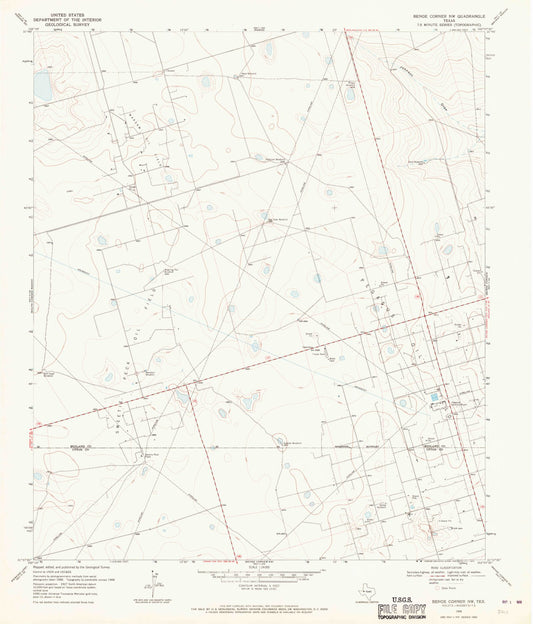 Classic USGS Benge Corner NW Texas 7.5'x7.5' Topo Map Image