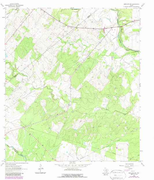 Classic USGS Berclair NW Texas 7.5'x7.5' Topo Map Image