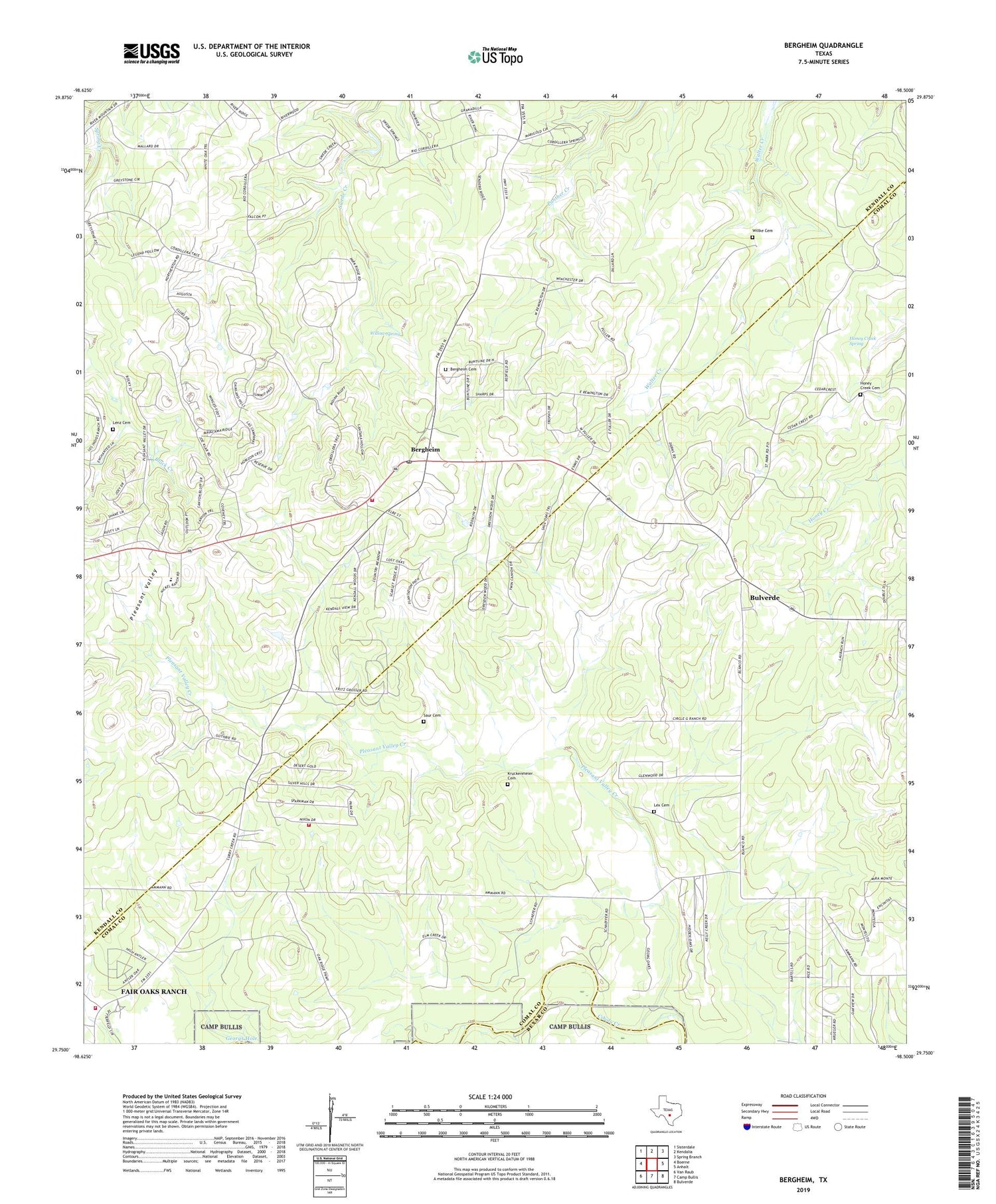 Bergheim Texas US Topo Map Image