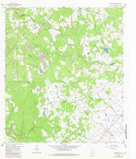 Classic USGS Bernardo Texas 7.5'x7.5' Topo Map Image