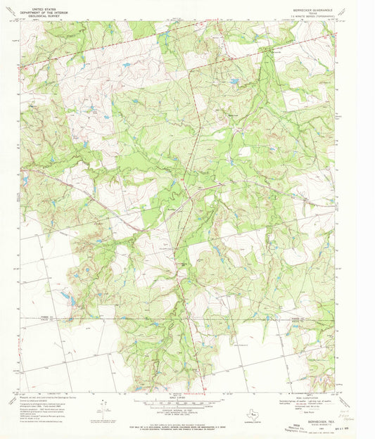 Classic USGS Bernecker Texas 7.5'x7.5' Topo Map Image