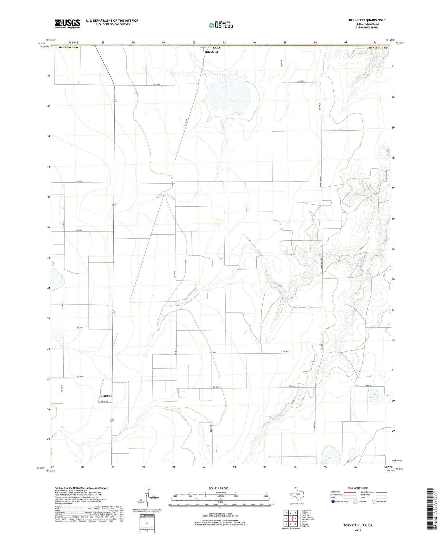 Bernstein Texas US Topo Map Image