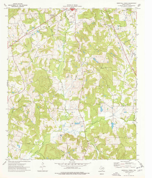 Classic USGS Berryhill Creek Texas 7.5'x7.5' Topo Map Image