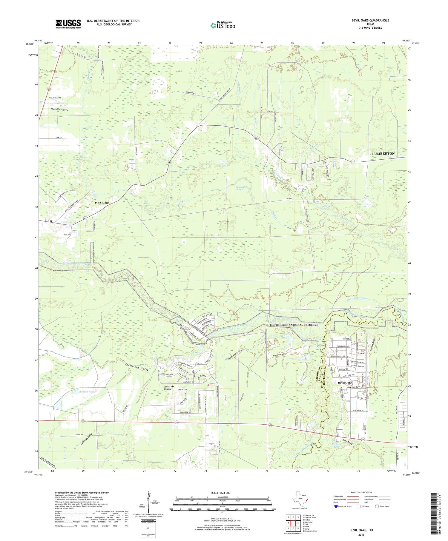 Bevil Oaks Texas US Topo Map Image
