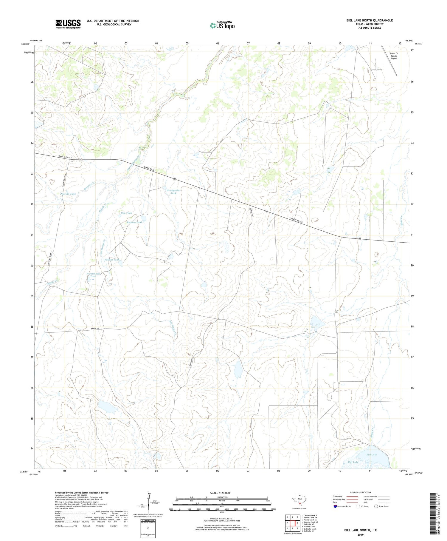 Biel Lake North Texas US Topo Map Image