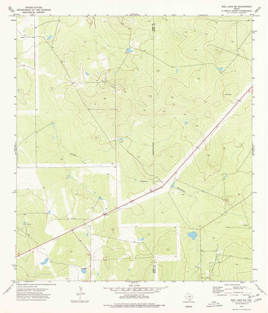 Classic USGS Biel Lake SE Texas 7.5'x7.5' Topo Map Image
