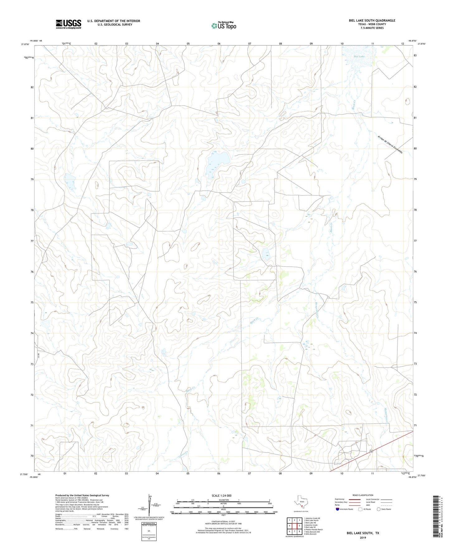 Biel Lake South Texas US Topo Map Image